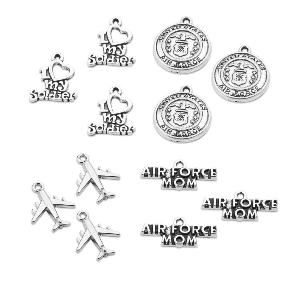 9794 BOSATE 12pcs Charms Collection US Military Pendant Air Force